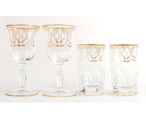 De Lamerie Fine Bone China Rope &amp; Tassel Patterned Tumblers &amp; Wine Glasses with Bahrain Motif  , specially made high 