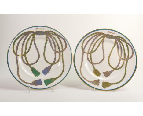De Lamerie Fine Bone China Special Commission of Moonlight Superyacht Patterned Dinner Plates , specially made high end quali