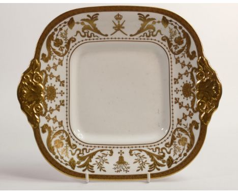 De Lamerie Fine Bone China Gold on White Handled Sandwich Plate  , specially made high end quality item, length 27cm 