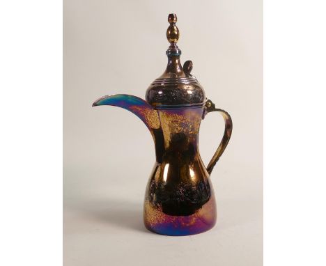 De Lamerie Fine Large Silverware plated Large Arabic Finjan Coffee Pot with engraved decoration in Presentation bag  , specia