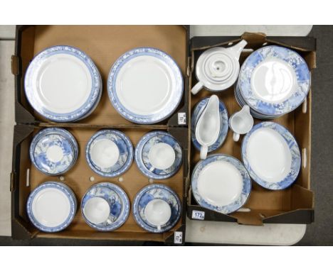 A large collection of Wedgwood Indigo patterned tea &amp; dinner ware to include 12x dinner plates, 11 x breakfast plates, 11