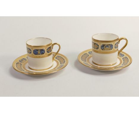 De Lamerie Fine Bone China Blue on Ivory  Patterned Coffee Cans &amp; Saucers, specially made high end quality item 