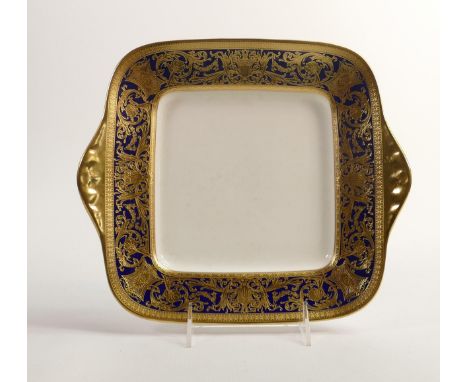 De Lamerie Fine Bone China Cobalt Blue Handled Sandwich Plate  , specially made high end quality item, length 27cm 