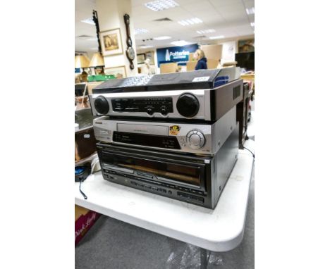 A collection of Vintage Tec to include Record Player, VHS video cassette player &amp; Technics Tape Player(3) 