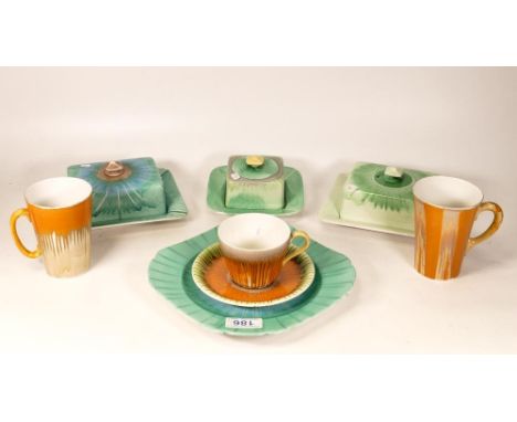 A collection of Shelley Harmony Drip Ware  including Butter Dishes Sandwich Plates, Cups &amp; Saucers, Mugs mugs etc (7) 