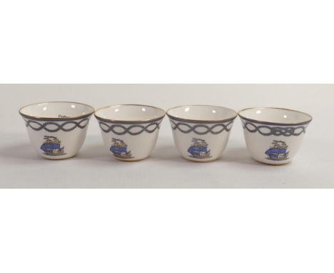 De Lamerie Fine Bone China heavily gilded Tea Bowls, specially made high end quality item, Made in England, height 4.5cm (4) 