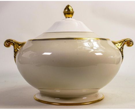 De Lamerie Fine Bone China heavily gilded pink &amp; floral special commission cor Tina Turner large soup tureen, specially m