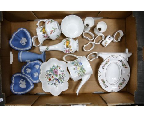 A mixed collection of items to include Aynsley floral decorated vases, Egg Cups, Napkin Ring , Picture Frame together with We