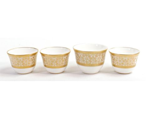 De Lamerie Fine Bone China heavily gilded Tea Bowls, specially made high end quality item, Made in England, height 5cm &amp; 