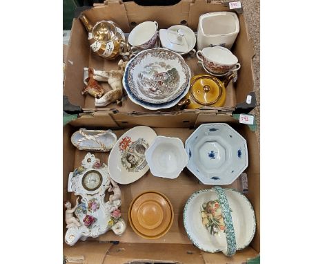 A Mixed Collection of Items to Inlcude Heritage Hall bowl, Tea Pots, Olde Country Castles Soup Bowls, Unmarked Lion, Mantle C