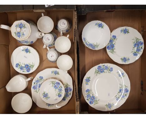 A collection of Queen Anne floral dinner and tea ware to include 6 dinner plates, 6 salad plates, 6 cereal bowls, 6 tea cups,