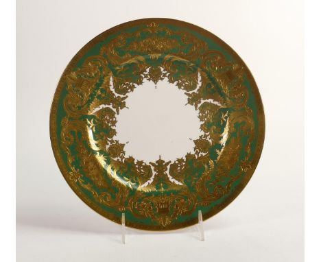 De Lamerie Fine Bone China Green Majestic Patterned Dinner Plate , specially made high end quality item, length 27cm 