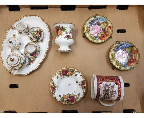 A mixed collection of ceramic items to include Royal Albert Old Country Roses miniature tea set, 2 Aynsley Cabbage Rose patte