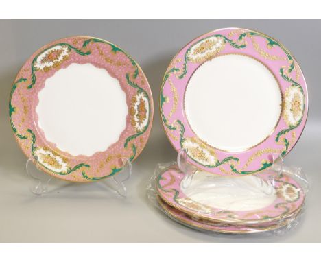 De Lamerie Fine Bone China heavily gilded Floral Special Commission patterned Dessert plates , specially made high end qualit