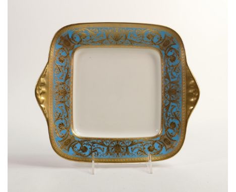 De Lamerie Fine Bone China Turquoise Handled Sandwich Plate  , specially made high end quality item, length 27cm 