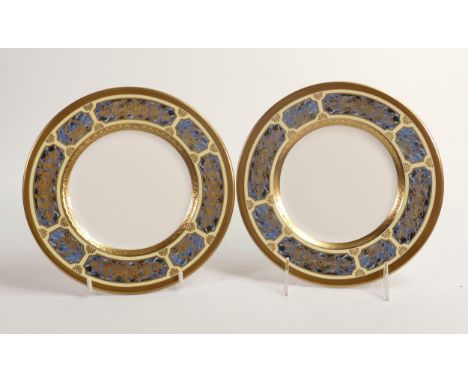 De Lamerie Fine Bone China Blue on Ivory  Patterned Salad Plates  , specially made high end quality item, diameter 20cm(2) 