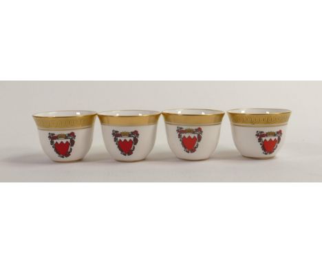 De Lamerie Fine Bone China heavily gilded Tea Bowls, specially made high end quality item, Made in England, height 4.5cm (4) 