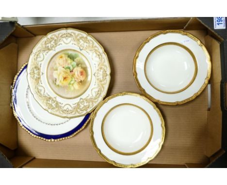 A mixed collection of Royal Doulton Decorative Wall Plates including hand decorated P. Curooch floral item 