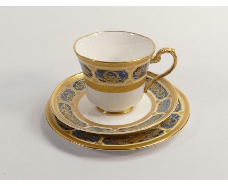 De Lamerie Fine Bone China Blue on Ivory  Patterned Trio , specially made high end quality item 