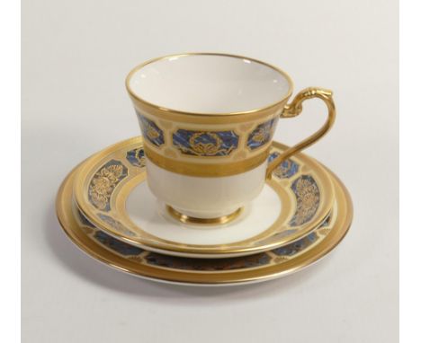 De Lamerie Fine Bone China Blue on Ivory  Patterned Trio , specially made high end quality item 