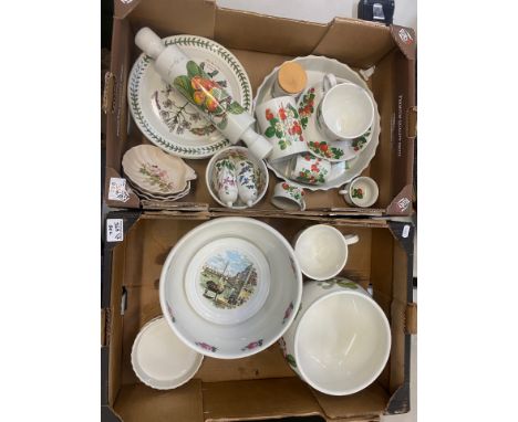 A mixed collection of Portmerion items to include large planter, large bowl, cups and saucers, flan dish, plates, salt and pe
