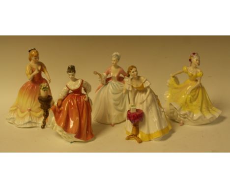 A Royal Doulton ceramic figure, Sarah, HN3380; others, Diana, Happy Birthday, Fair Lady, Ninette (5)