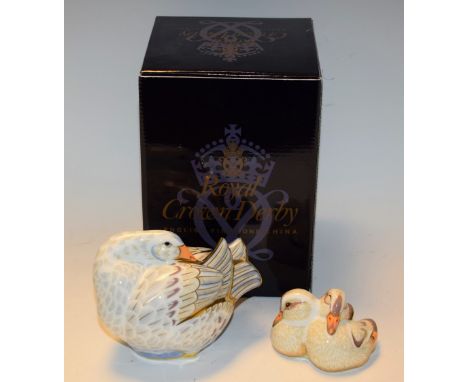 A Royal Crown Derby paperweight, Designers' Choice Collection Goose and Goslings, Mrs Brown, designed by Jane Branscombe, lim