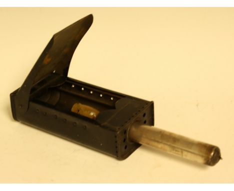 A 19th century tin plate folding student's lamp
