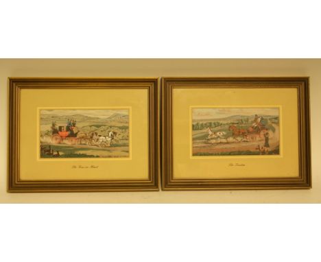 A pair of framed Cash's silk pictures, The Four In Hand and The Tandem, framed