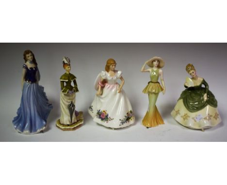 A Royal Doulton figure, Joanne, HN3422; another, Soiree, HN2312; other figures, Royal Worcester, Melanie, Victorian Series; e