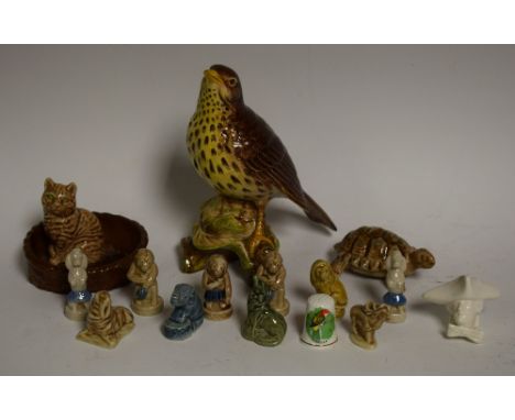 A Beswick model of a thrush; Wade whimsies