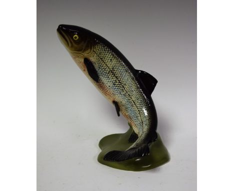 A Beswick model of a leaping salmon, naturalistically painted, pattern number 2066, 21cm high, printed and impressed marks, m