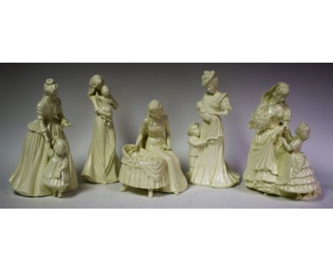 A Royal Worcester 'Our Cherished Moments' figure, The Christening; others, Mothering Sunday, The Wedding Day, etc (5)