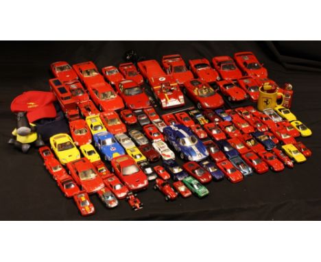 A collection of Ferrari die-cast model vehicles, including Burago, Maisto, Corgi, Hot Wheels, etc; other Ferrari memorabilia,