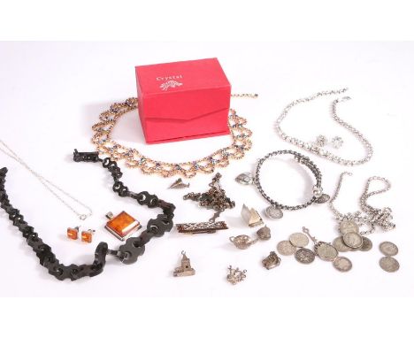 Collection of costume jewellery to include various silver charms, three pence pieces etc (Qty)