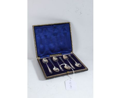 Set of six George V silver coffee spoons, Sheffield 1910, makers William Hutton &amp; Sons Ltd. with wavy cast handles, house
