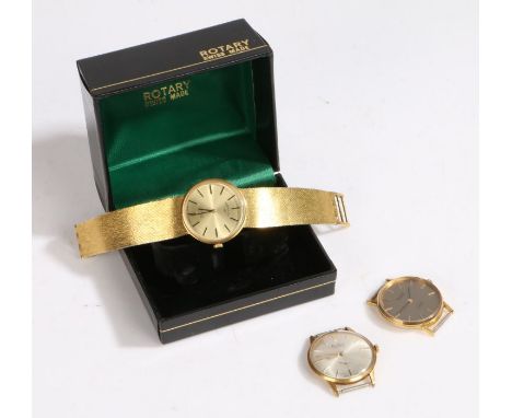 Rotary gentleman's gilt cased wristwatch, on a gilt mesh bracelet, with box, Bentina gilt cased wristwatch, Rone gilt cased w
