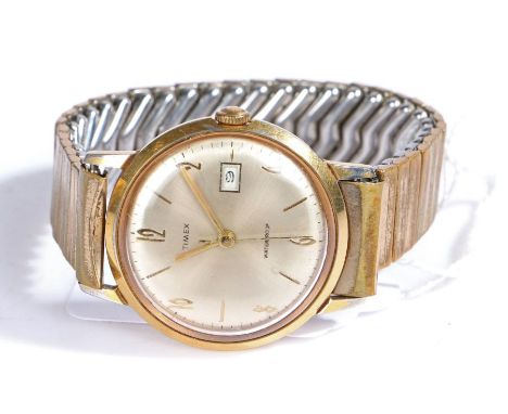 Timex gentleman wristwatch, the silvered dial with Arabic numerals date aperture set on a gilt bracelet&nbsp;