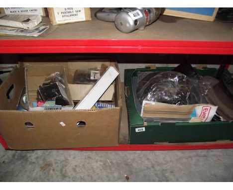 2 boxes of miscellaneous tools , screws, brake discs etc.,