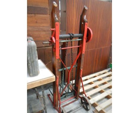 A vintage Lewis &amp; Sons, Kettering, potato lifter trolley.