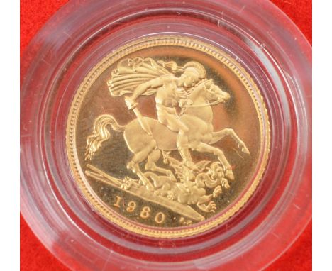 Elizabeth II, Proof Half Sovereign 1980, obv. Machin portrait of the Queen right, rev. Pistrucci, encapsulated in Royal Mint 