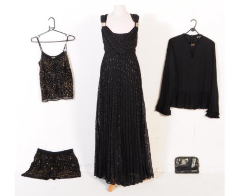 Biba - A collection of Biba women's clothing to include a black and gold beaded embellished two piece of shorts and camisole 