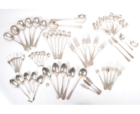 A collection of white metal cutlery possibly Indian or Middle Eastern. The lot to include 6 x large forks,&nbsp;6 x starter f