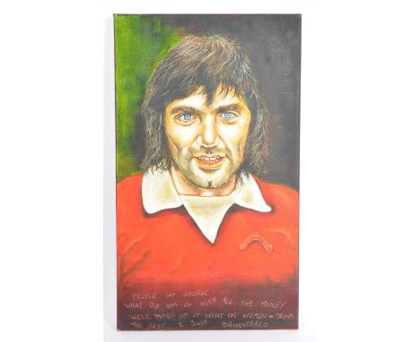 A contemporary oil on canvas painting. Study of a portrait of George Best English / Manchester and England football player. 6