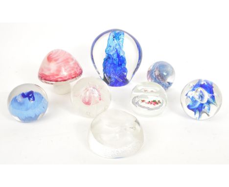 A collection of vintage 20th century glass paperweights. Including examples Caithness - congratulations, Scotland - another C