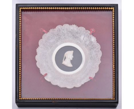 A mid - late 19th century Victorian Grand Tour alabaster cameo plaque featuring a central depiction of Italian poet Dante. Th