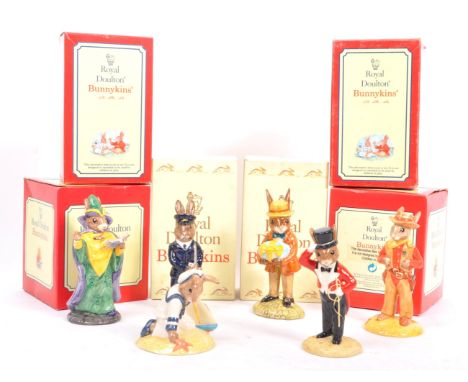 Royal Doulton - Bunnykins - Collection of porcelain bunny porcelain figures. Including Cowboy Bunny 05942, Postman DB76, Mr B