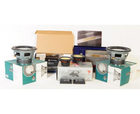 A selection of car Hi-Fi amplifiers, speakers and interface in-car-entertainment&nbsp;equipment. Comprising of two Infinity K