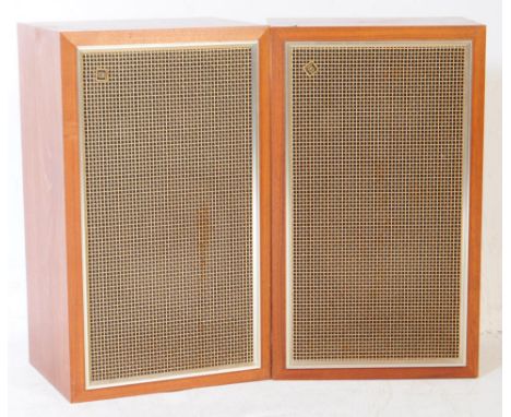Pioneer - A pair of retro vintage mid 20th century floor standing teak cased speakers by 'Pioneer'. Having grill mesh covers 