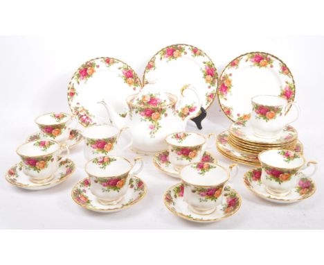 Royal Albert - A mid 20th century circa 1960s ceramic tea service set in the Old Country Roses pattern.Comprising of 8 x cups